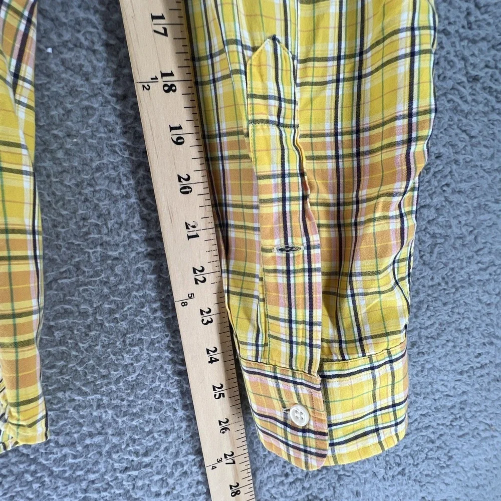 Polo Ralph Lauren Mens Yellow Plaid Custom Fit Button Down Shirt Large Cotton